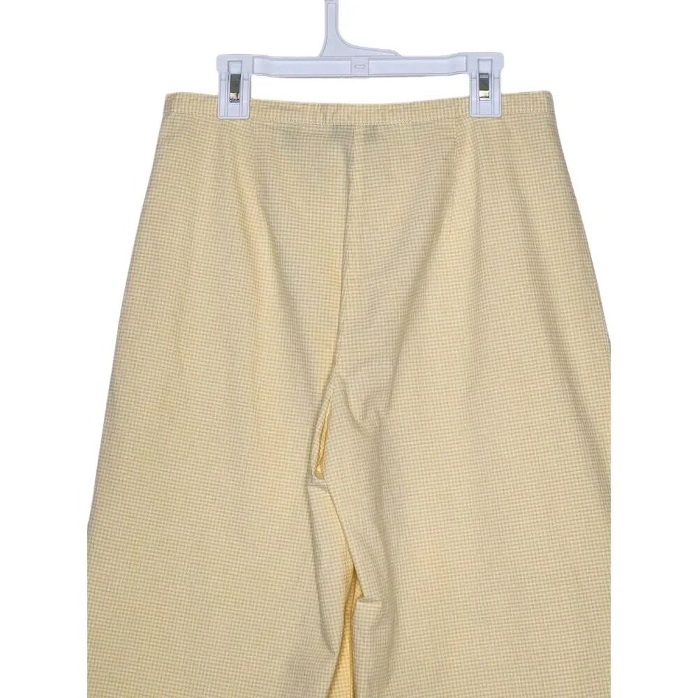 Talbots Yellow Gingham High Rise Ankle Pants Cotton Blend Women's 4 Cottagecore